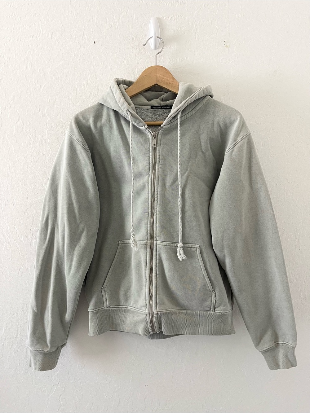 Brandy Melville John Galt Cement Christy Zip Up Oversized Hoodie